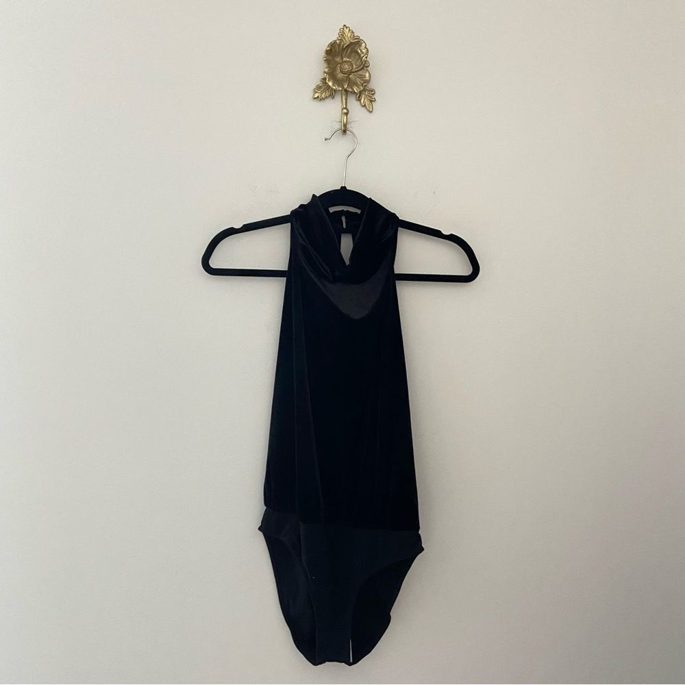 Reiss High Neck Sleeveless Velvet Bodysuit M